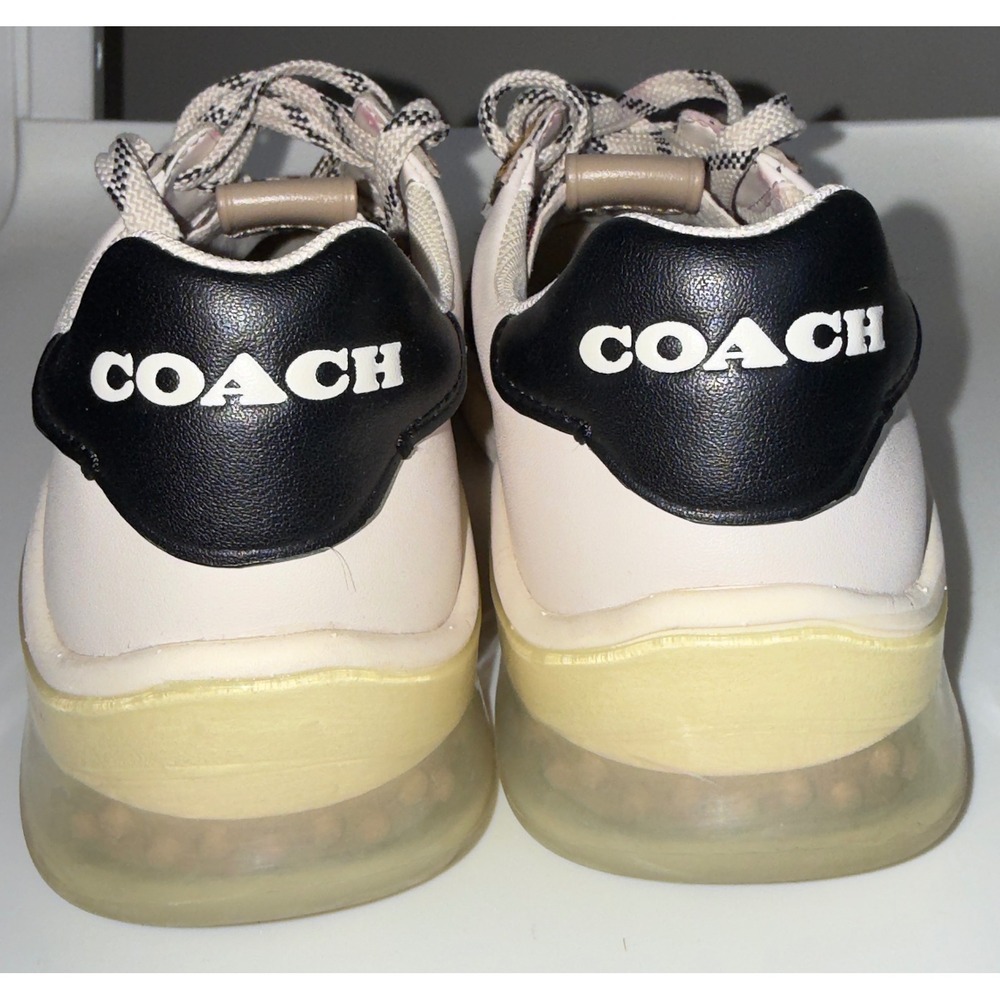 Coach CitySole Court Sneakers White Leather Tiger Print Calf Hair Red size 7 - Picture 6 of 14